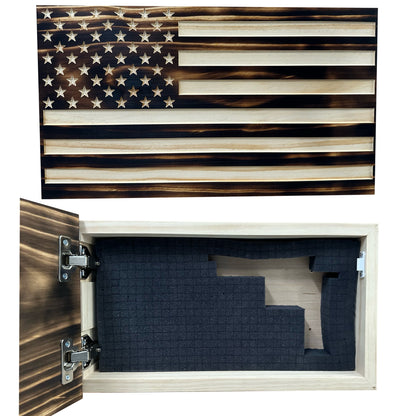 Bellewood Designs - Burnt American Flag Hidden Gun Storage Cabinet