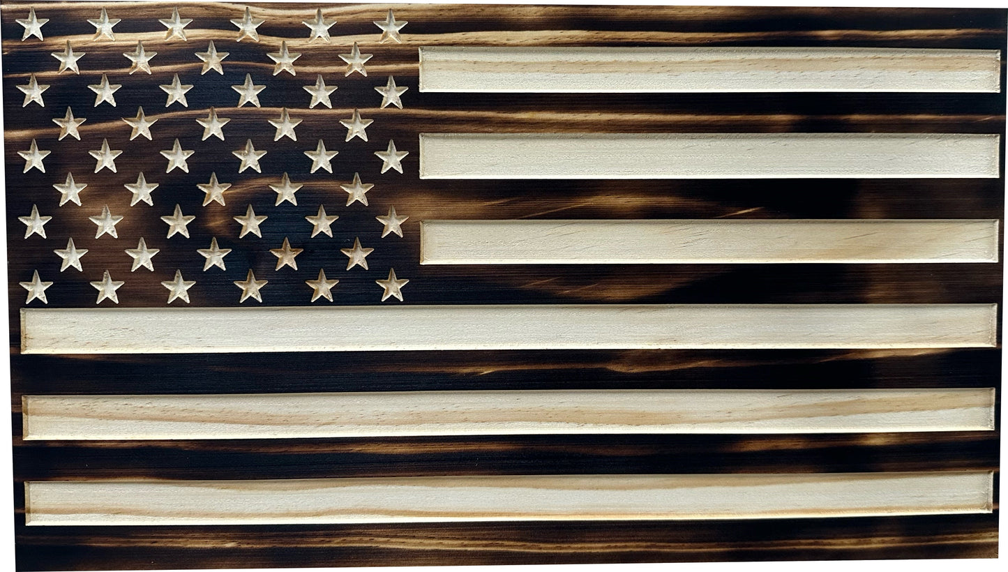 Bellewood Designs - Burnt American Flag Hidden Gun Storage Cabinet