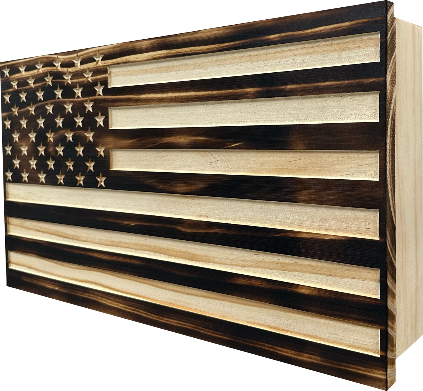 Bellewood Designs - Burnt American Flag Hidden Gun Storage Cabinet