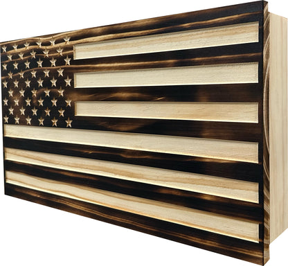 Bellewood Designs - Burnt American Flag Hidden Gun Storage Cabinet