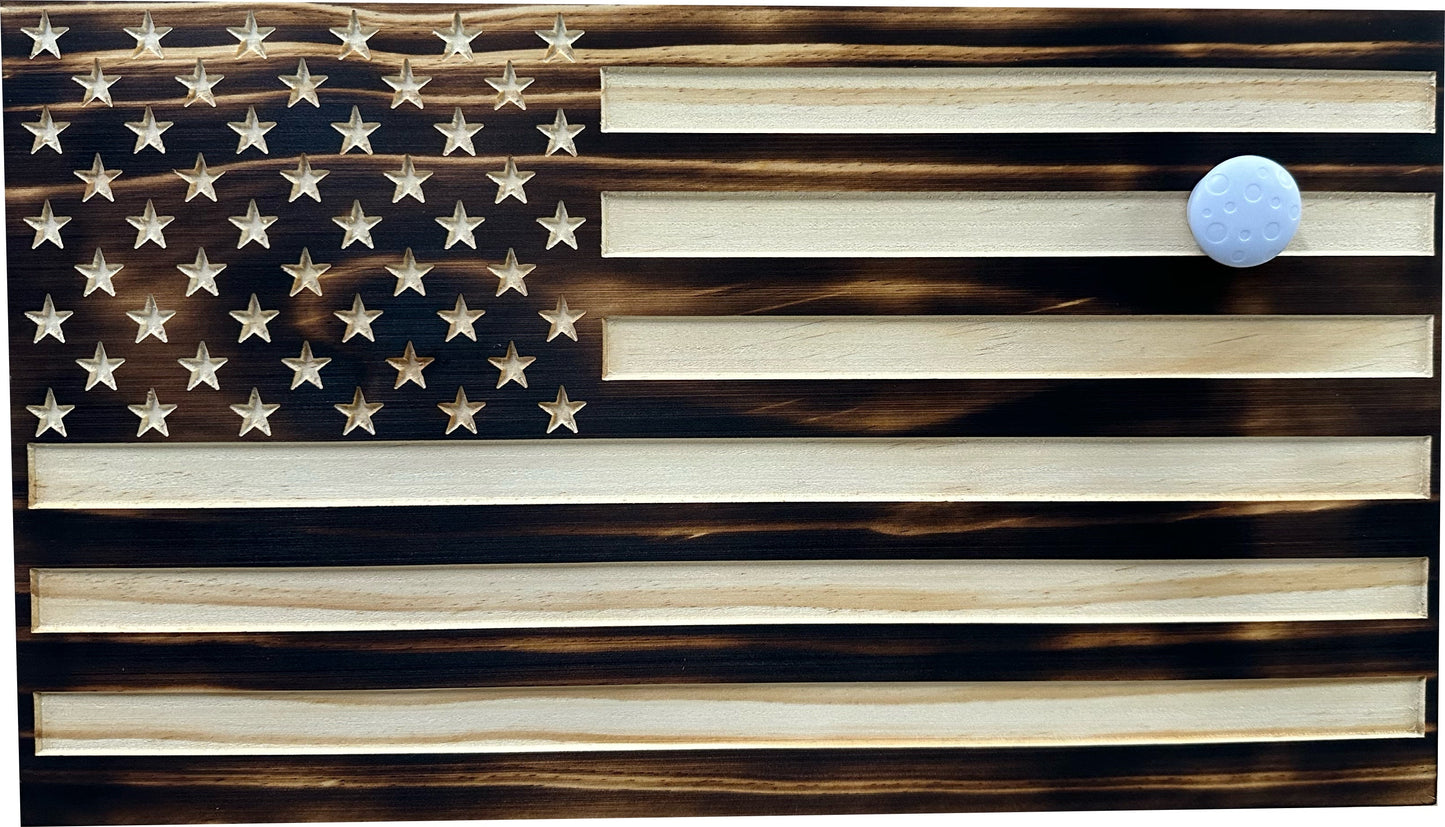 Bellewood Designs - Burnt American Flag Hidden Gun Storage Cabinet