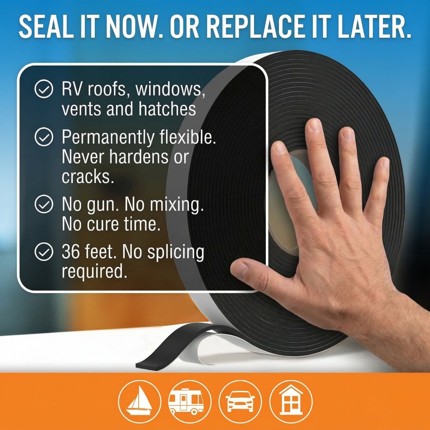 Better Boat - Butyl Tape RV and Boat Window Seal Sealant
