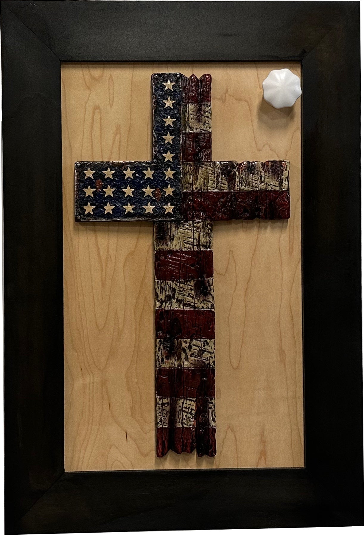 Bellewood Designs - American Flag Cross Decorative Wall-Mounted Secure Gun Cabinet