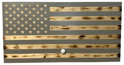 Bellewood Designs - Classic Burnt Wood American Flag Gun Storage Cabinet (Gray)