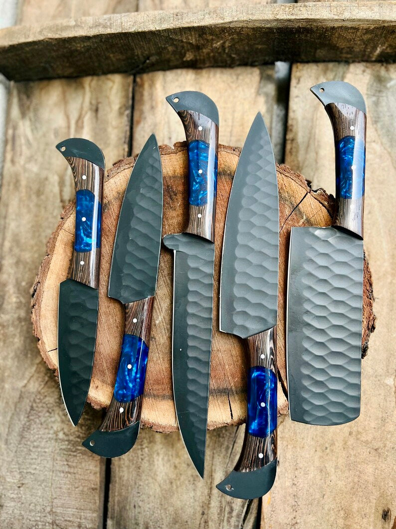 Texan Knives Damascus steel/D2 steel handmade knife chef set/Gift for wife/Girlfriend/Fiancee-wedding Gift-Valentine day gift/Husband Gift/sharp slicer
