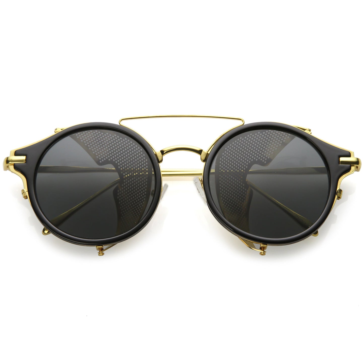 zeroUV Vintage Dapper Steampunk Side Cover Round Sunglasses C083