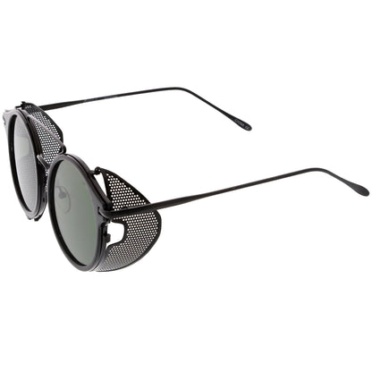 zeroUV Vintage Dapper Steampunk Side Cover Round Sunglasses C083