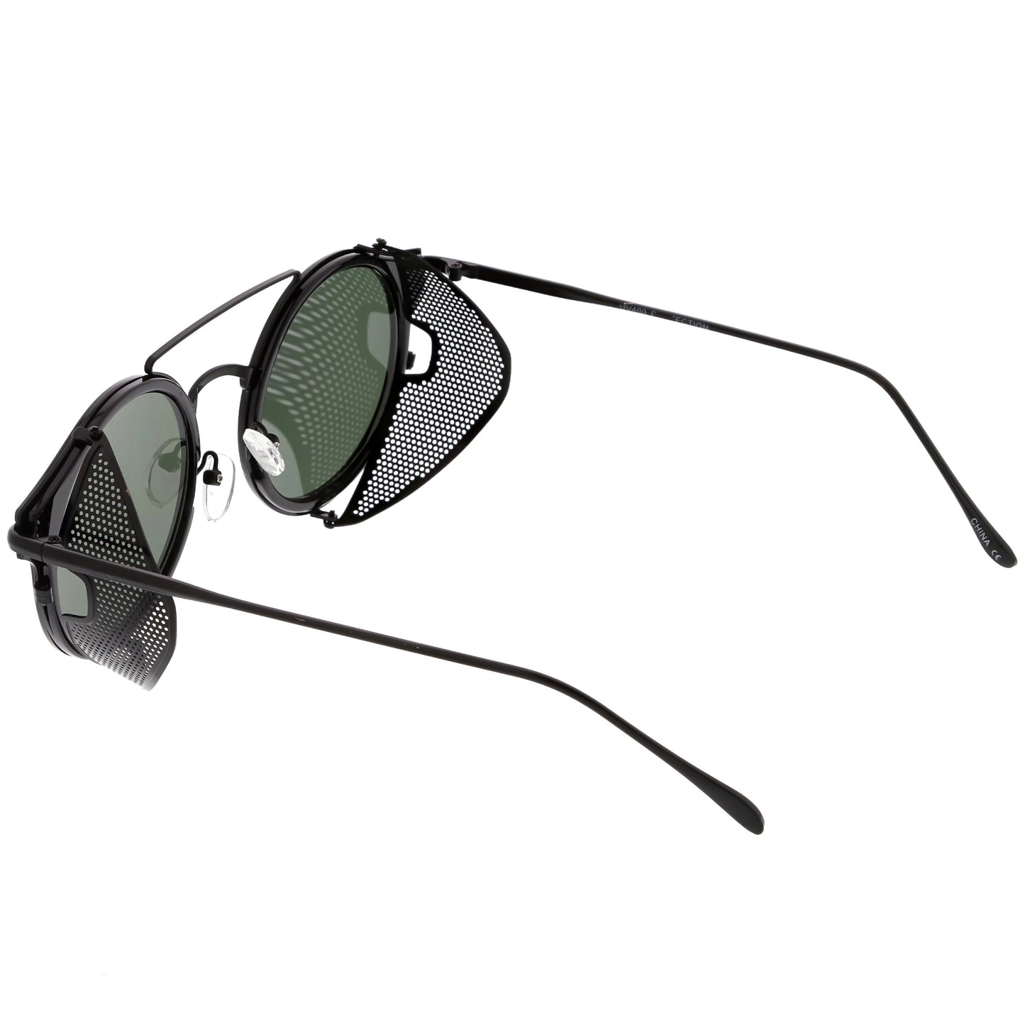 zeroUV Vintage Dapper Steampunk Side Cover Round Sunglasses C083