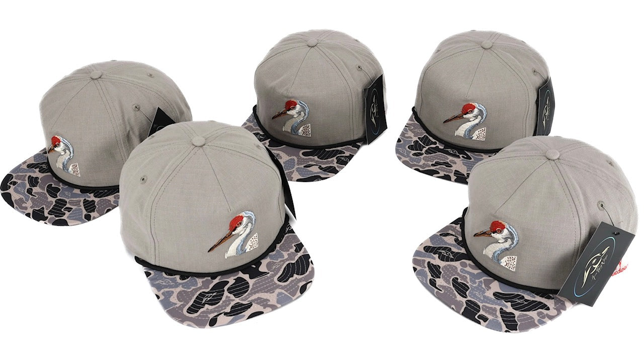 American Flyway Waterfowl Sandhill Crane Grey Ripstop w Hardwoods II Camo Bill