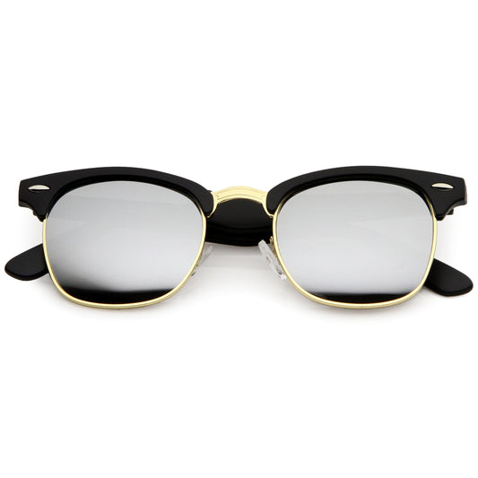 zeroUV  - Classic Square Colored Mirrored Lens Horn Rimmed Sunglasses C772