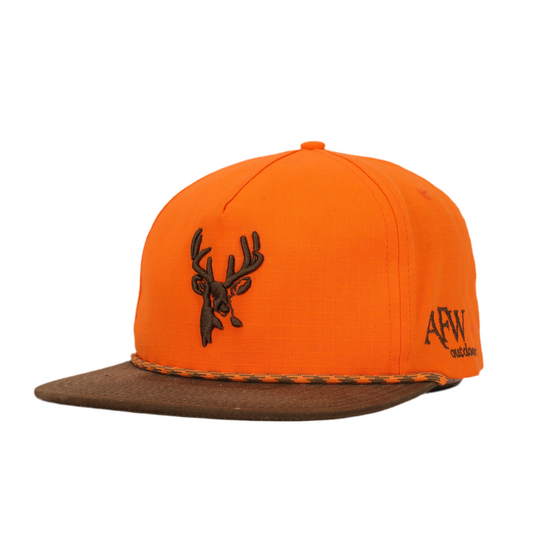 AF Waterfowl Blaze Orange and Brown  Ripstop Puff Deer Rope Hat