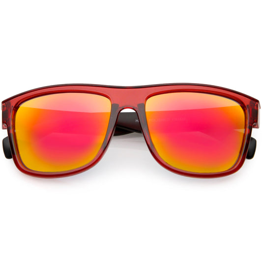 zeroUV  - Radical Retro Skater Horned Rim Flash Mirrored Sunglasses C787