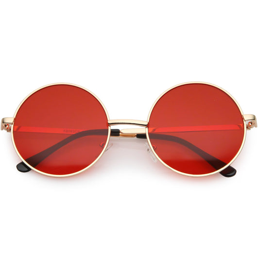 zeroUV Retro Hippie Round Color Tone Metal Sunglasses 9892