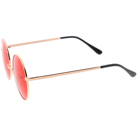zeroUV Retro Hippie Round Color Tone Metal Sunglasses 9892