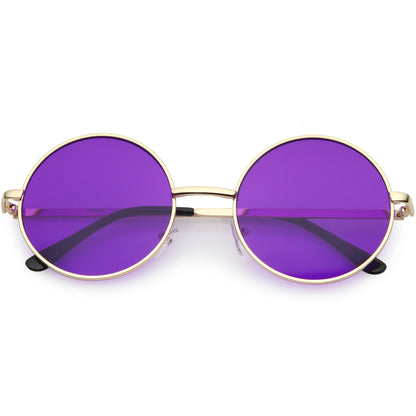 zeroUV Retro Hippie Round Color Tone Metal Sunglasses 9892