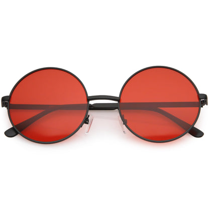 zeroUV Retro Hippie Round Color Tone Metal Sunglasses 9892
