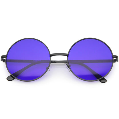 zeroUV Retro Hippie Round Color Tone Metal Sunglasses 9892
