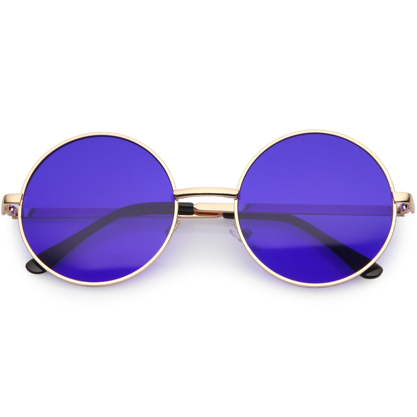 zeroUV Retro Hippie Round Color Tone Metal Sunglasses 9892
