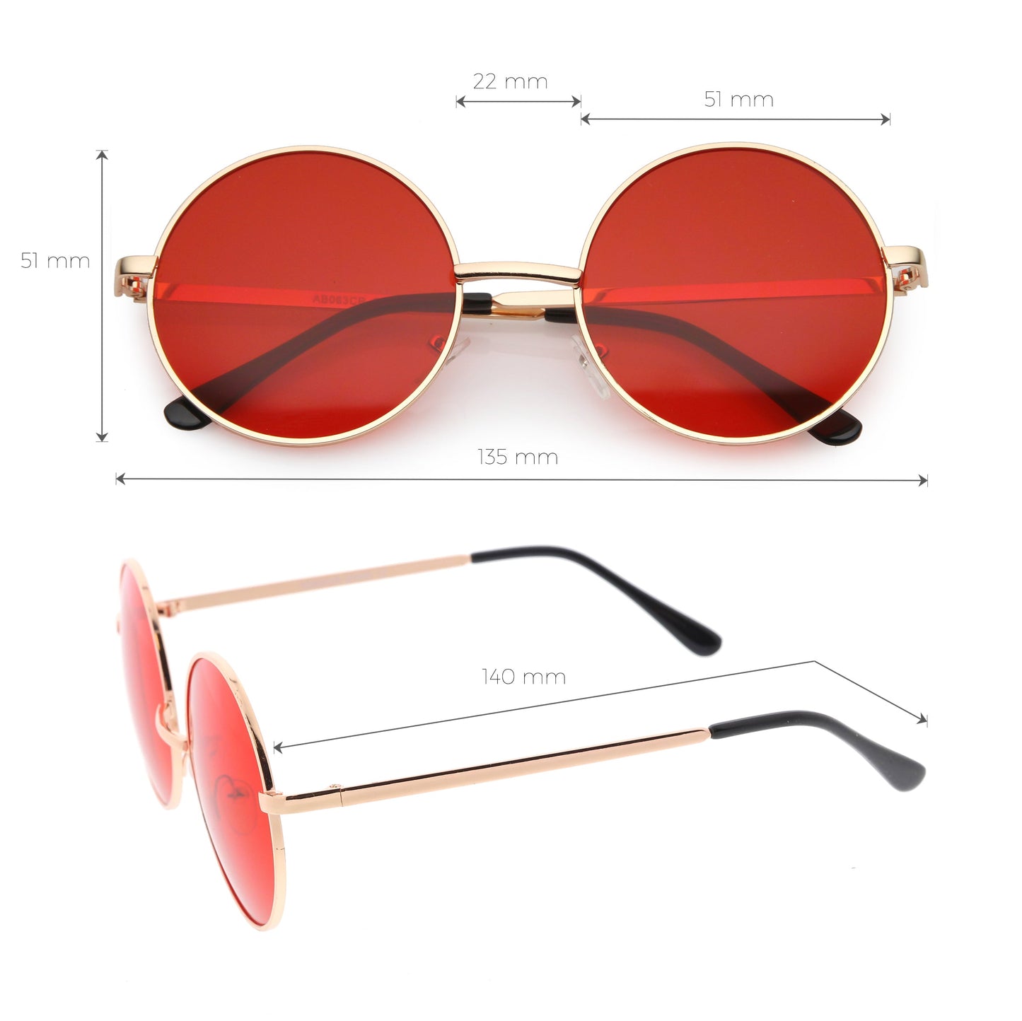 zeroUV Retro Hippie Round Color Tone Metal Sunglasses 9892