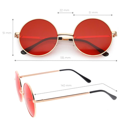 zeroUV Retro Hippie Round Color Tone Metal Sunglasses 9892