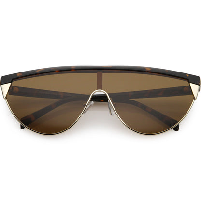 zeroUV Retro Futuristic Flat Top Mono Shield Blade Sunglasses C953