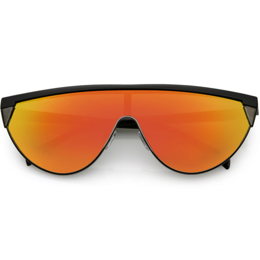 zeroUV Retro Futuristic Flat Top Mono Shield Blade Sunglasses C953