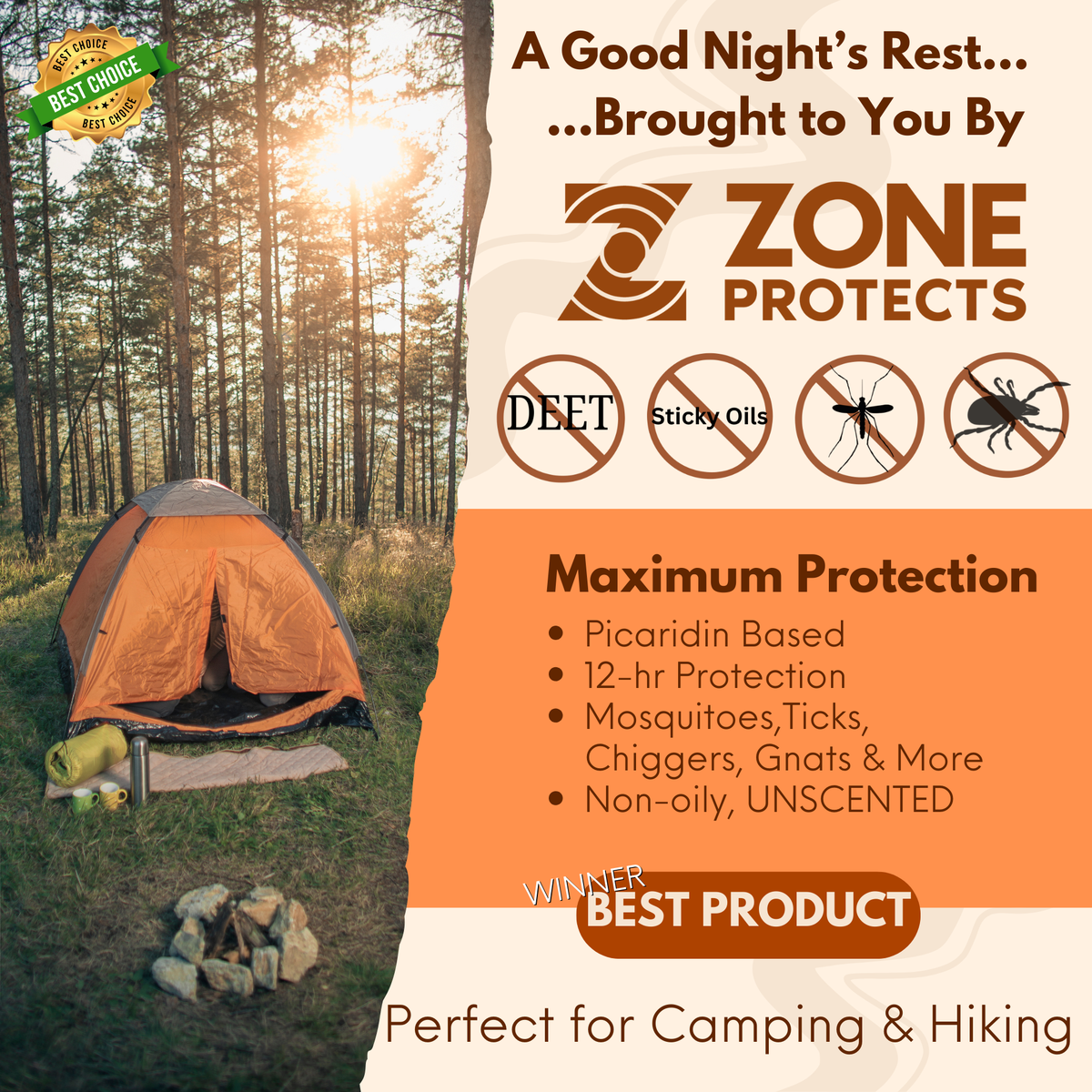 Zone Protects Unscented Insect Repellent Spray, 1oz Family Pack + Refill Bundle
