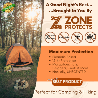 Zone Protects Unscented Insect Repellent Spray, 1oz Family Pack + Refill Bundle