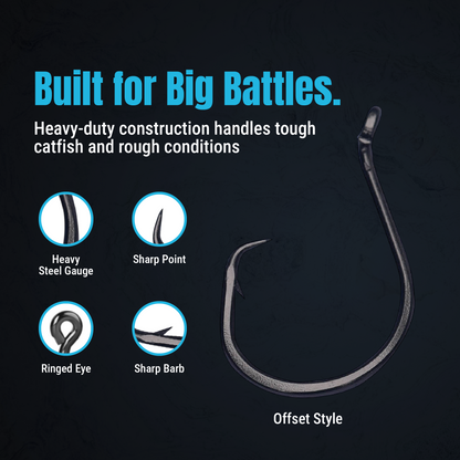 Reaction Tackle Heavyweight Catfish Circle Hooks - Offset Octopus Hooks (25 Pack) - New