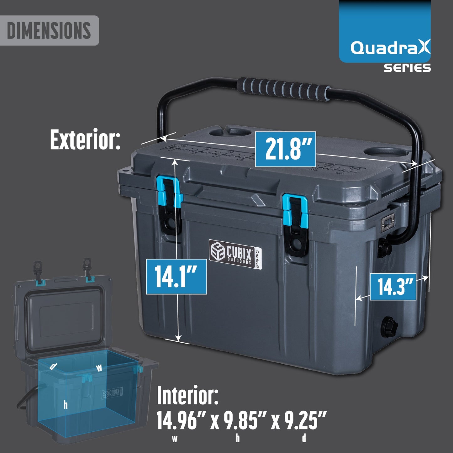 Cubix Outdoors 20 Quart Rotomolded Cooler - QuadraX