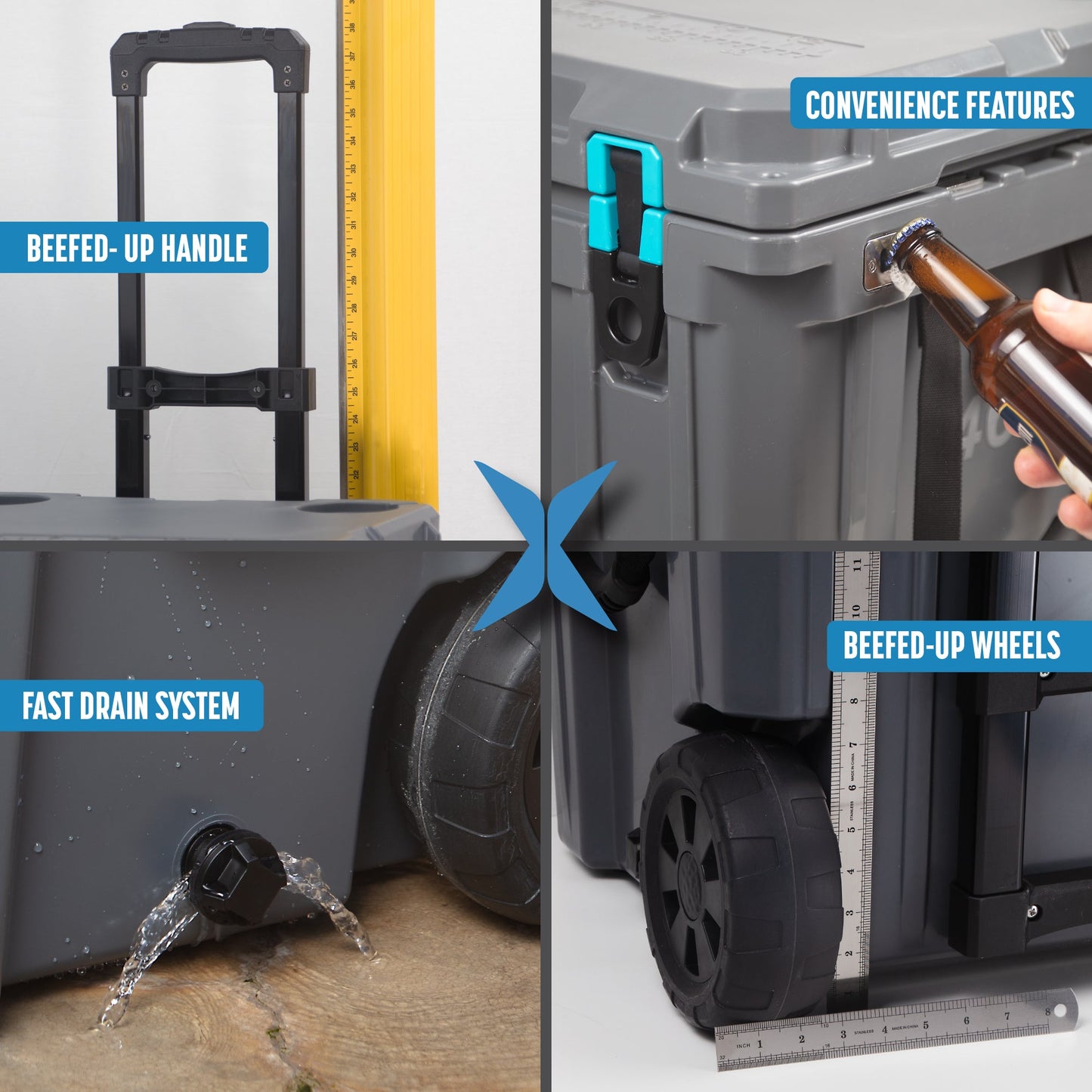 Cubix Outdoors 46 Quart Rotomolded Cooler With Wheels - QuadraX