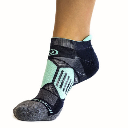Crazy Compression Navy & Mint - Elite Running Socks