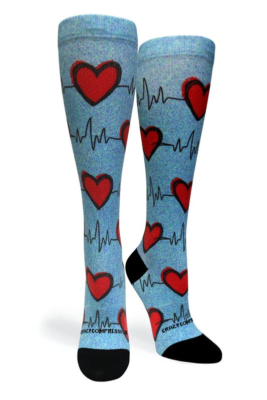 Crazy Compression Heart Station Blue - (Standard & Extra Wide)