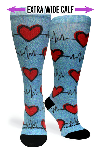 Crazy Compression Heart Station Blue - (Standard & Extra Wide)
