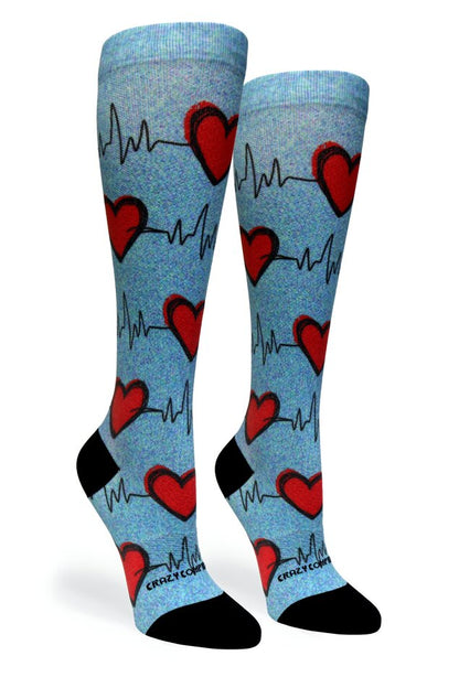 Crazy Compression Heart Station Blue - (Standard & Extra Wide)
