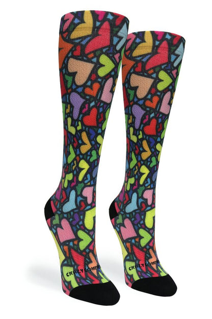 Crazy Compression Stain Glass Hearts - (Standard & Extra Wide)