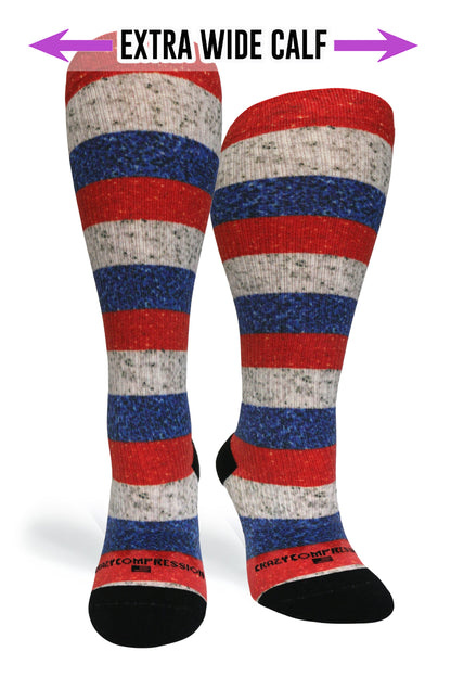 Crazy Compression Stripe USA - (Standard & Extra Wide)