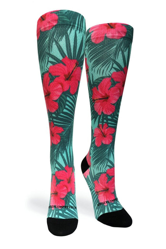 Crazy Compression Tropical Hibiscus - (Standard & Extra Wide)