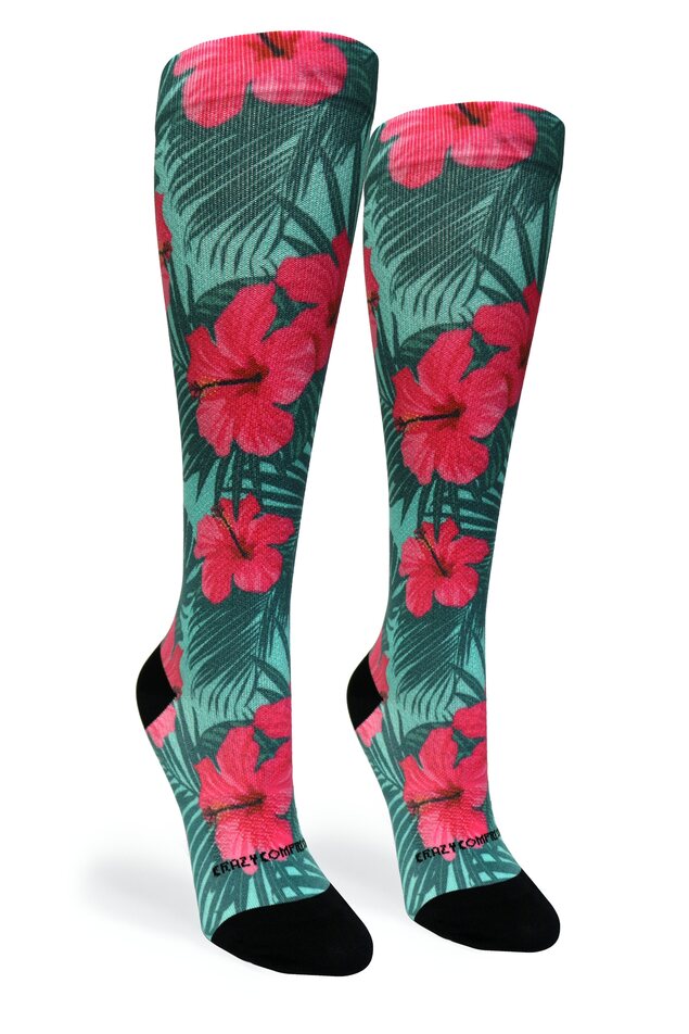 Crazy Compression Tropical Hibiscus - (Standard & Extra Wide)
