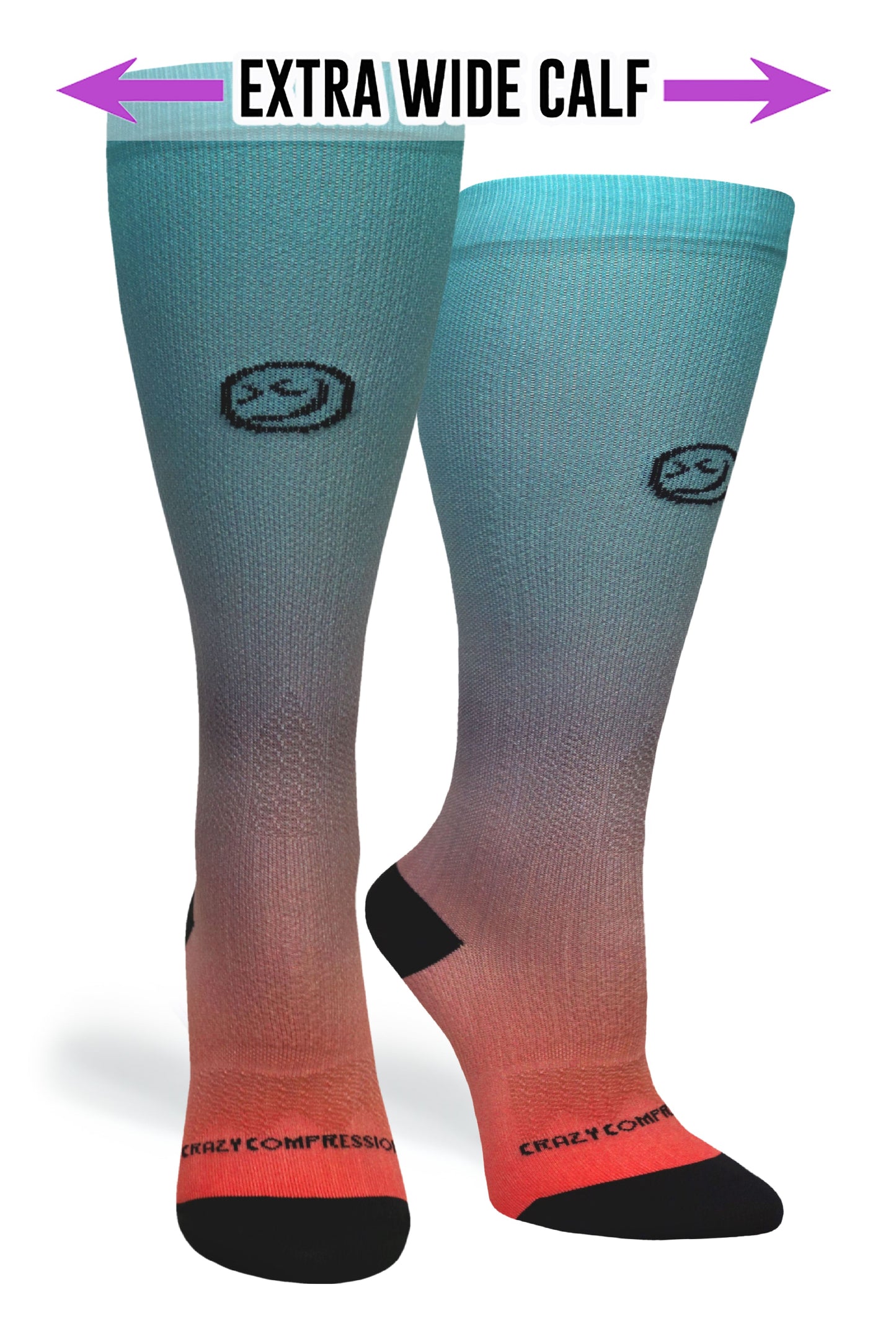 Crazy Compression Ombré Peach Aqua - (Standard & Extra Wide)