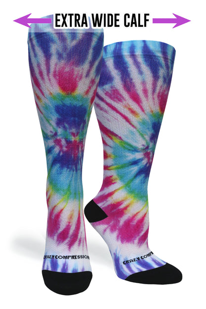 Crazy Compression Tie Dye Rainbow - (Standard & Extra Wide)