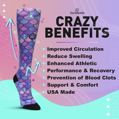 Crazy Compression Paw Prints Station Purple - (Standard & Extra Wide)