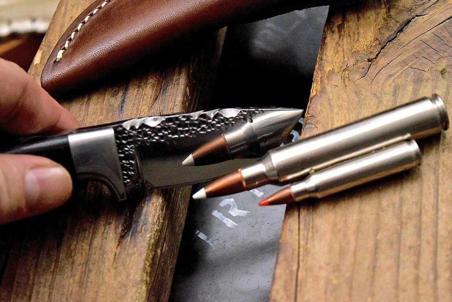 KBS Knives Custom Skinning Hunting Knife | Hand Forged 1095 Steel Blade with Micarta Handle | 7.2 Inches | Leather Sheath | KBS Knives