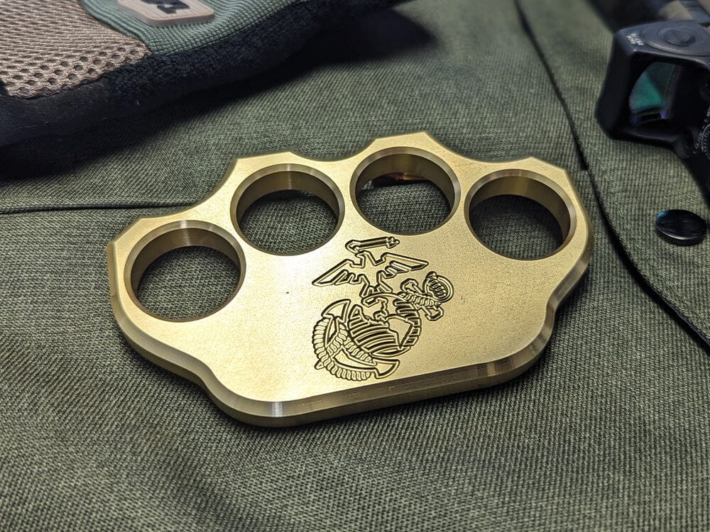 Milspin 3/4lb Brass Knuckle Marine Corps EGA Solid Brass Paperweight