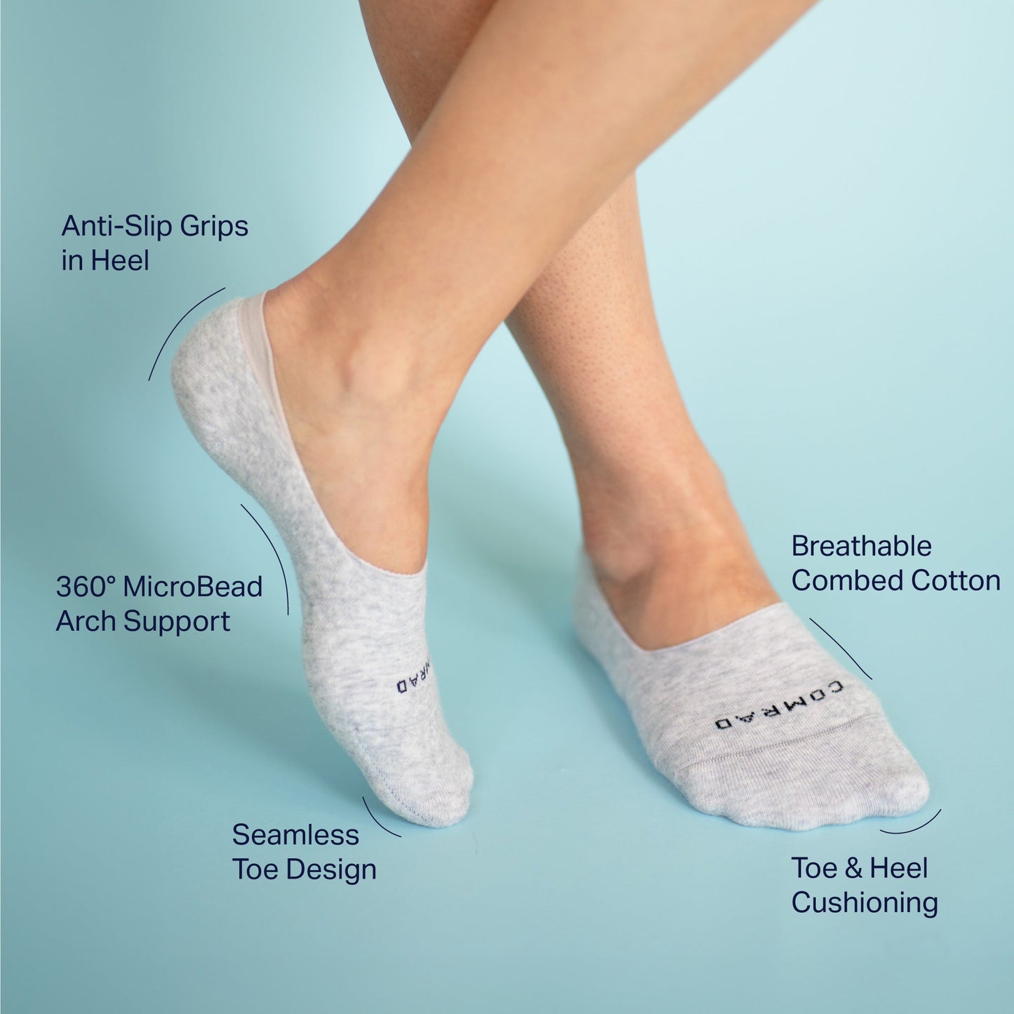 Comrad Combed Cotton No Show Socks – 3 Pack
