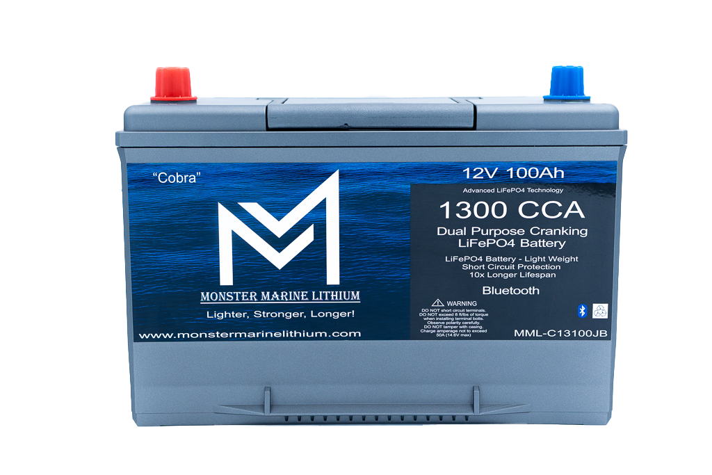 Monster Marine Lithium 1300CCA 100Ah Dual Purpose Cranking Lithium “Cobra” - Bluetooth - MML-C12V13JB