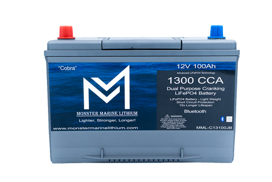 Monster Marine Lithium 1300CCA 100Ah Dual Purpose Cranking Lithium “Cobra” - Bluetooth - MML-C12V13JB