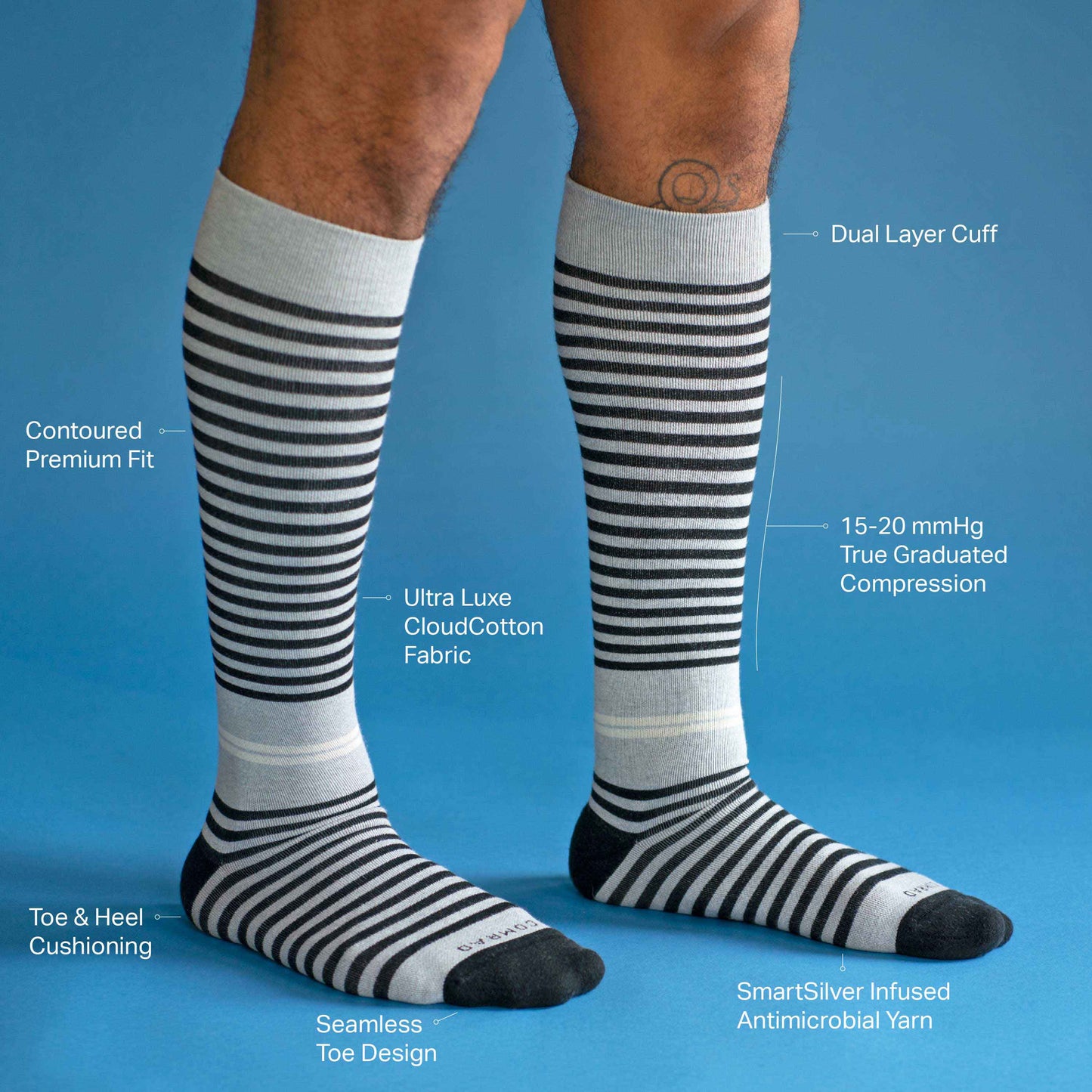 Comrad CloudCotton Compression Socks - Stripes