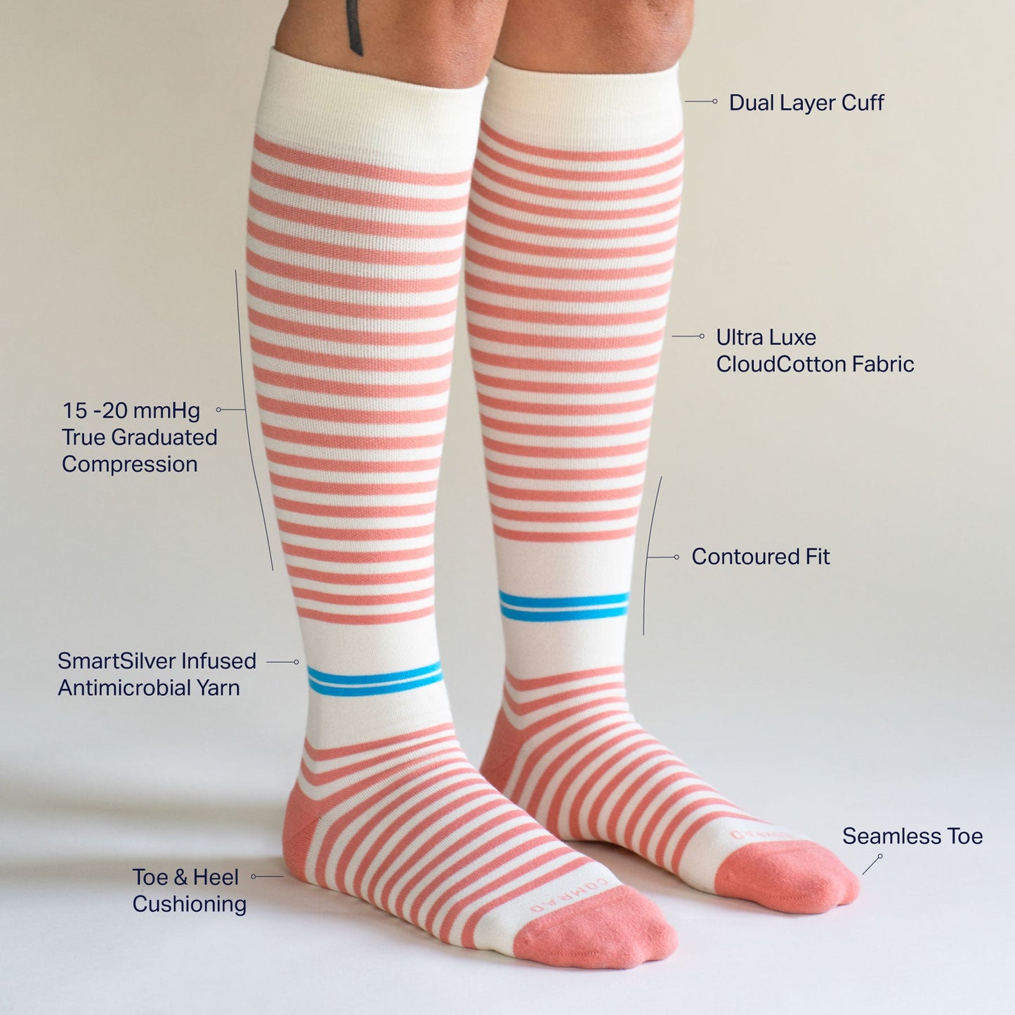 Comrad CloudCotton Compression Socks - Stripes
