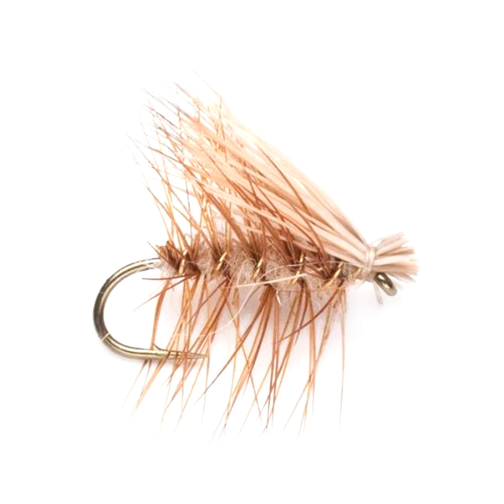 The Fly Fishing Place Barbless Tan Elk Hair Caddis Classic Trout Dry Flies 1 Dozen Flies Size 16
